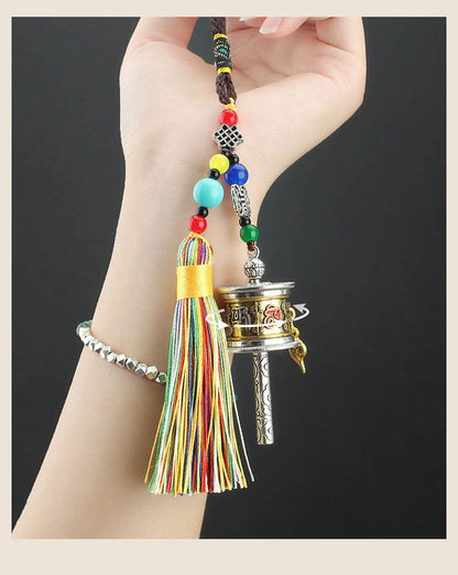 Tibetan Six-Character Motto, Prayer Cylinder, Car Pendant, Wheel Turning, Charm, Car Interior Mirror, Men'S And Women'S Hanging Ornaments