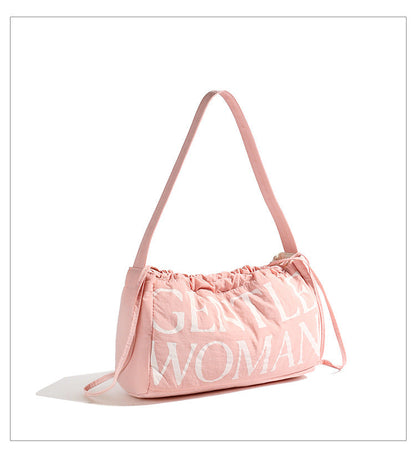 Drawstring Solid Puffer Underarm Shoulder Bag