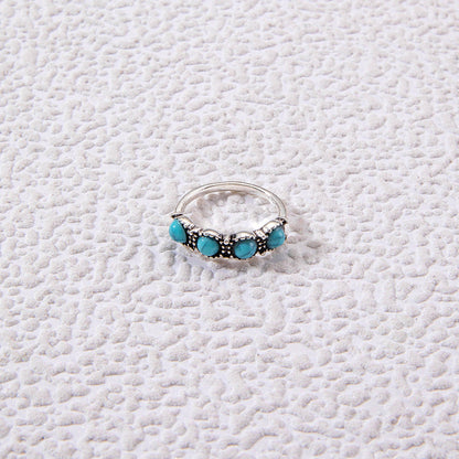 Vintage Geometric Turquoise Ring Set Alloy Fashion Jewelry