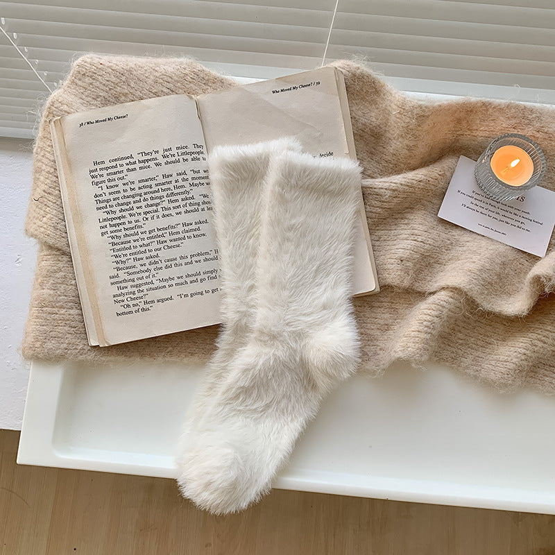 Winter Fuzzy Plush Thicken Warm Crew Socks