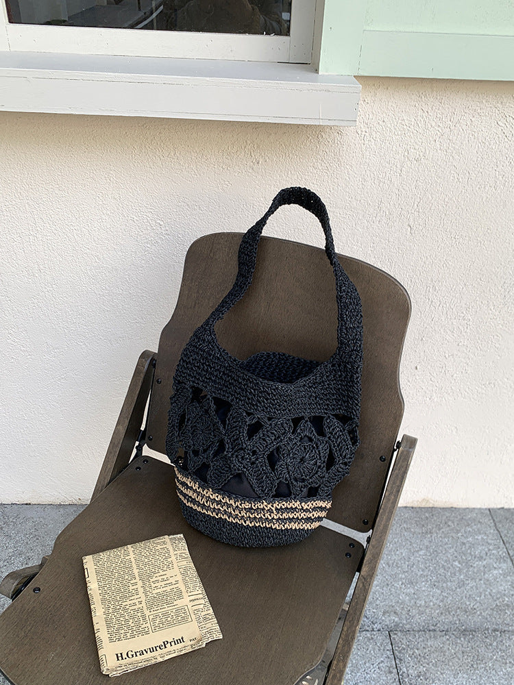 Summer Shoulder Tote Bag Beach Vacation Retro Woven Bag