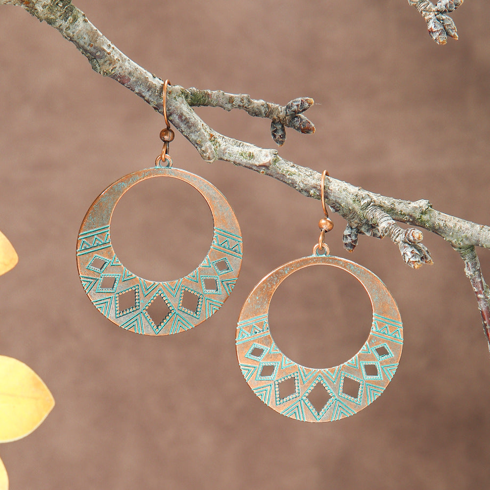 Bohemian Vintage Long Tassel Earrings Floral Design Zinc Alloy Jewelry