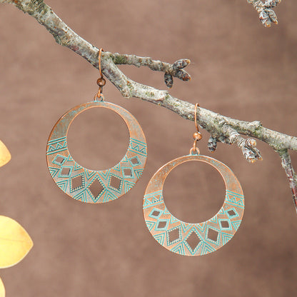 Bohemian Vintage Long Tassel Earrings Floral Design Zinc Alloy Jewelry