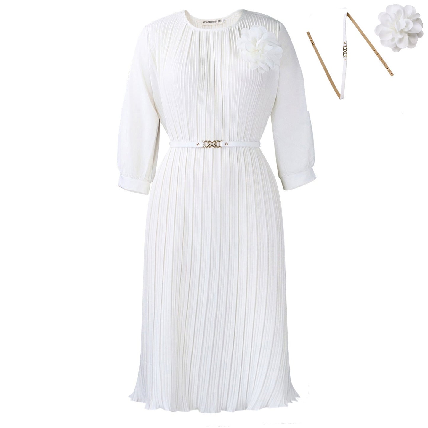 Elegant A-Line Midi Dress With Square Neckline And Ruffle Hem