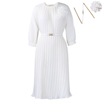 Elegant A-Line Midi Dress With Square Neckline And Ruffle Hem