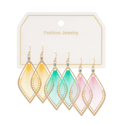 Geometric Alloy Earrings With Tassels Elegant Vintage Style