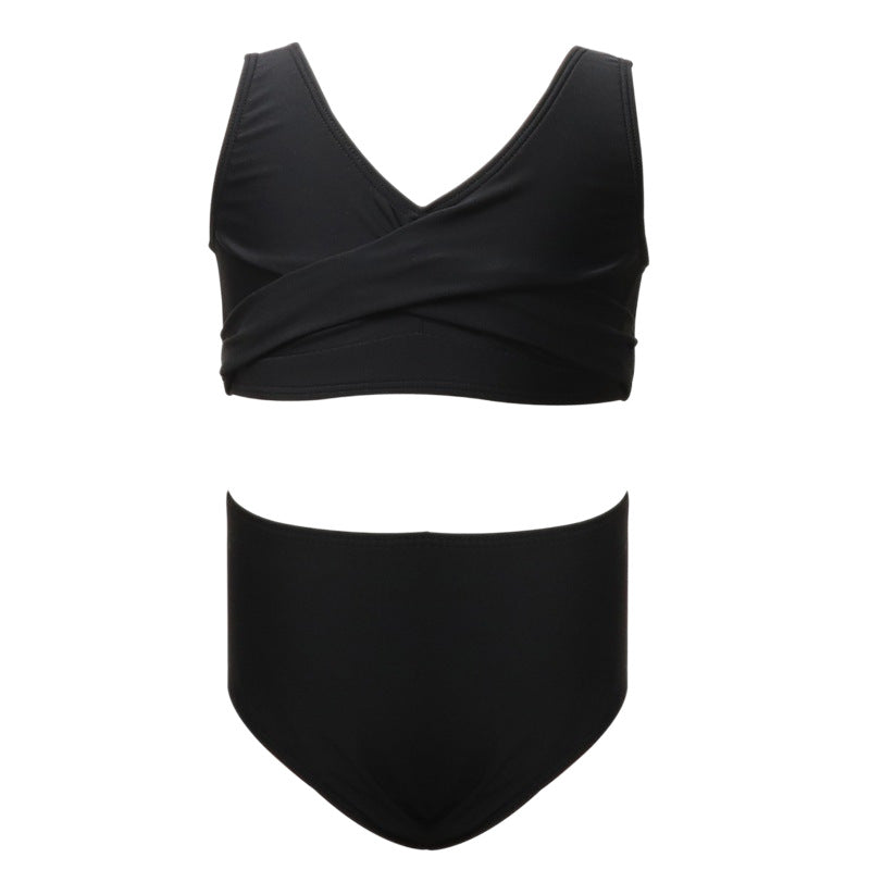 Girls' Two-Piece Swimwear Cute Solid Color Bikini
