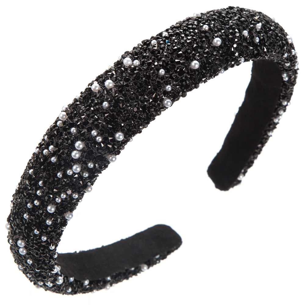 Colorful Pearl Rhinestone Headband Trendy Party Hair Accessory