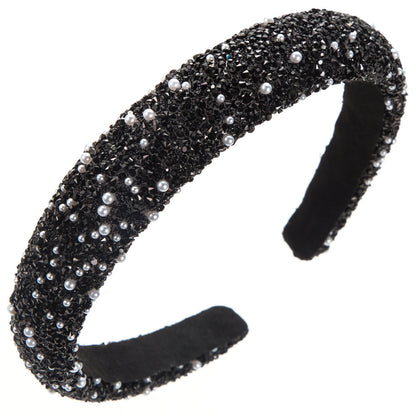 Colorful Pearl Rhinestone Headband Trendy Party Hair Accessory