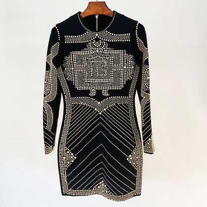 Metallic Sequin Bodycon Dress Long Sleeve