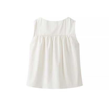 Solid Color Ruched  Sleeveless Tank Top