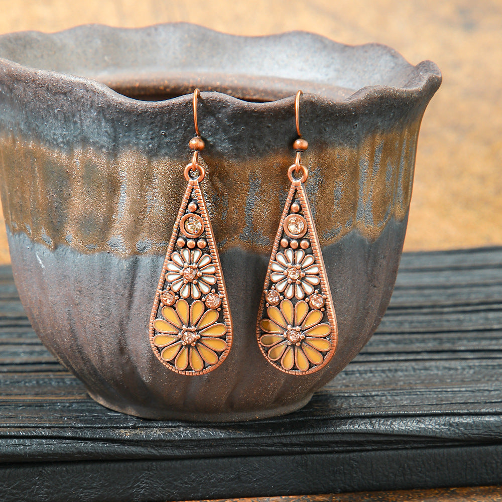 Retro Geometric Tassel Earrings Vintage Style for Women
