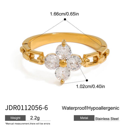 Four-Leaf Clover Cubic Zirconia Ring