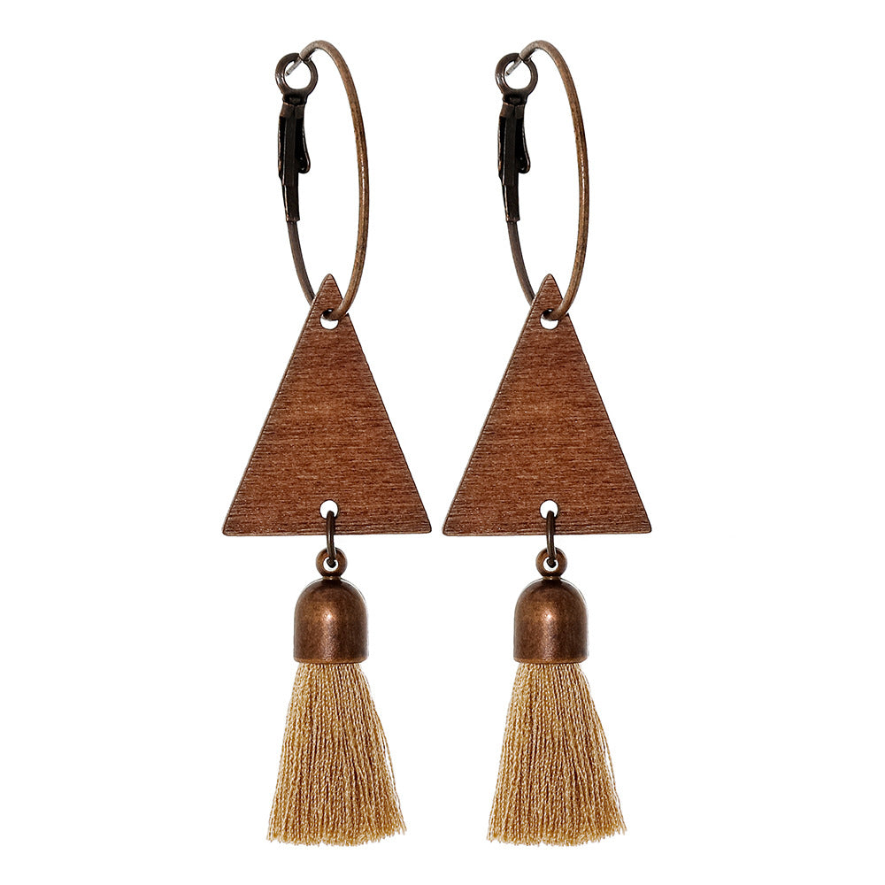 Bohemian Style Geometric Earrings Set with Hollow Design and Tassels