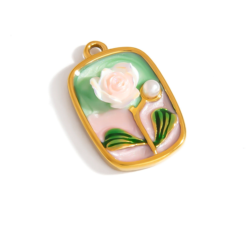 DIY Stainless Steel Jewelry Accessories Colorful Shell Pendant
