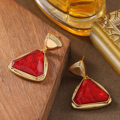 Fashionable Geometric Triangle Resin Earrings For Women