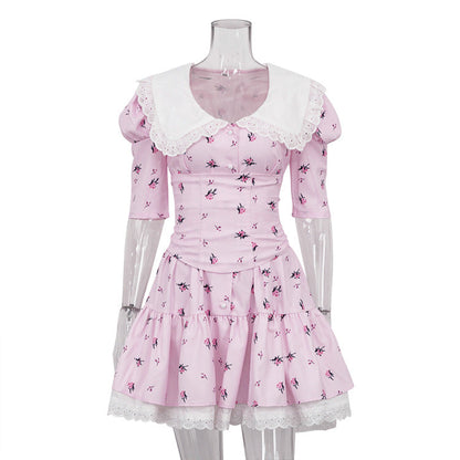 Summer Floral A-Line Dress With Peter Pan Collar