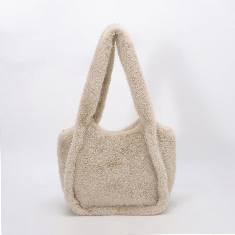 Retro Leopard Print Furry Tote Shoulder Bag
