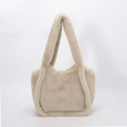 Retro Leopard Print Furry Tote Shoulder Bag