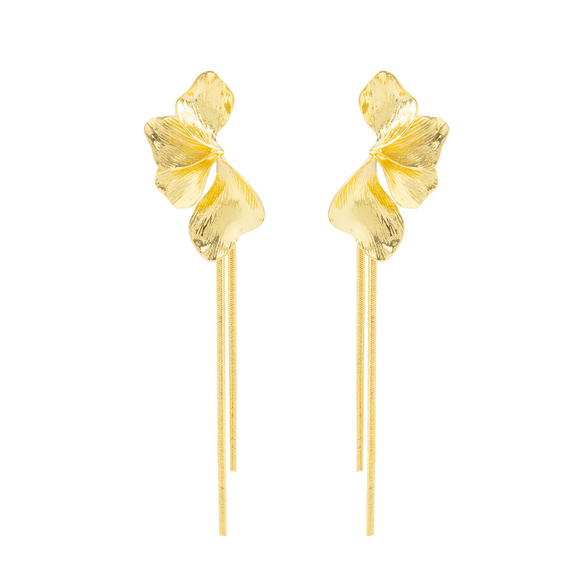 Fashionable Metal Floral Tassel Chain Earrings