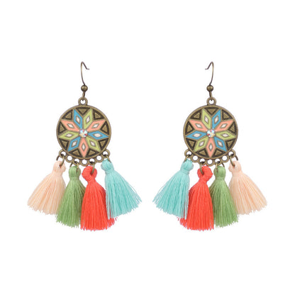 Geometric Handmade Tassel Earrings Retro Bohemian Accessories