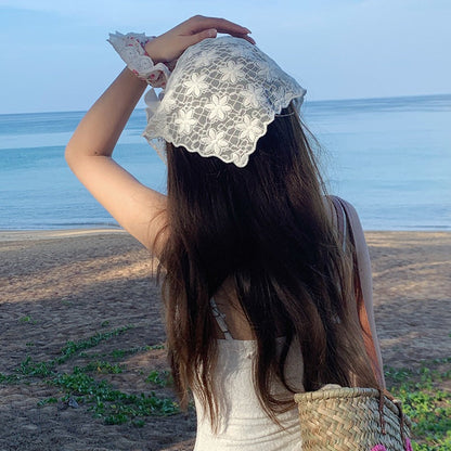 Haila - White Lace Headband Scarf