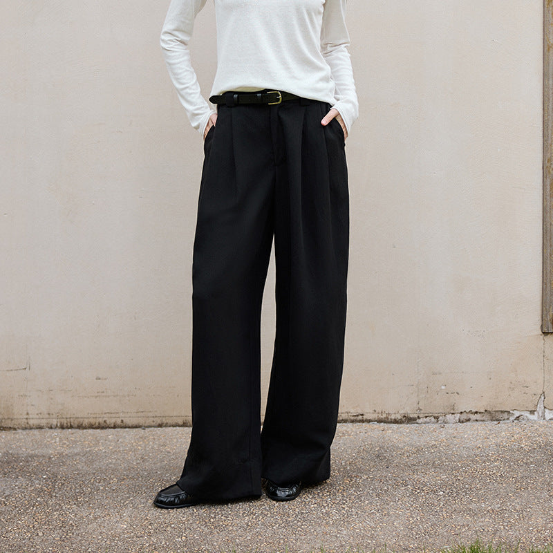 Casual Wide Leg Trousers for Women in Coffee Brown