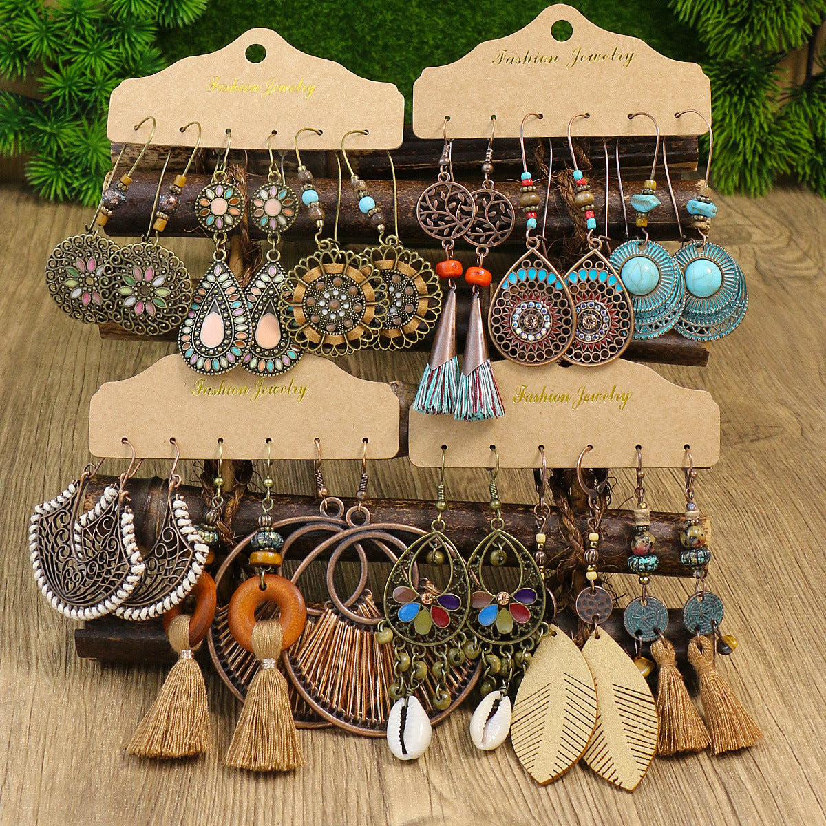 Bohemian Hollow Fringe Earrings Stylish Fishbone Design