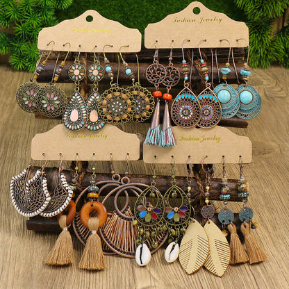 Bohemian Hollow Fringe Earrings Stylish Fishbone Design