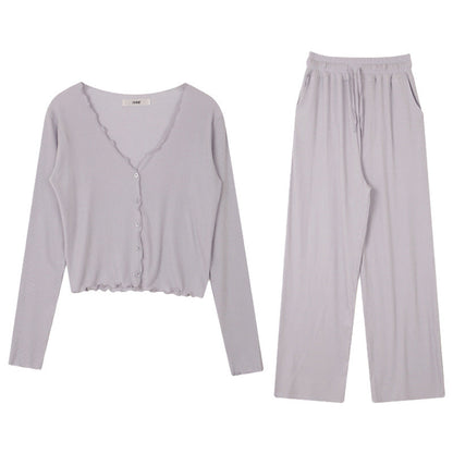 Casual Solid Color Pajama Set for Women