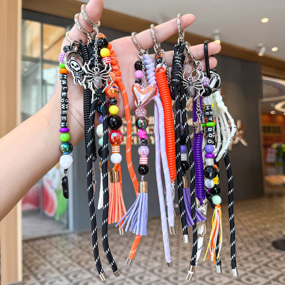Halloween Cartoon Skull Beads Braided Bag Charm