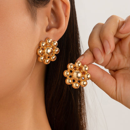 Geometric Metal Bead Earrings Stylish Casual Jewelry