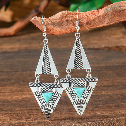 Bohemian Turquoise Earrings Set with Tassels