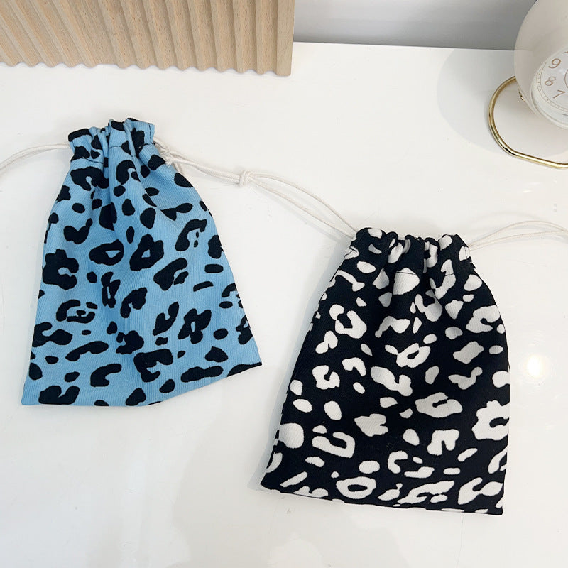 Mini Drawstring Corduroy Canvas Bag Portable Floral Storage Pouch
