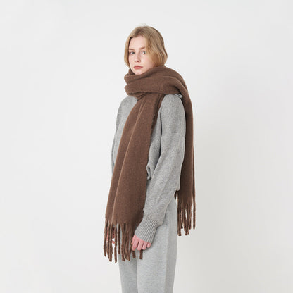 2+ Solid Color Tassel Mohair Scarves