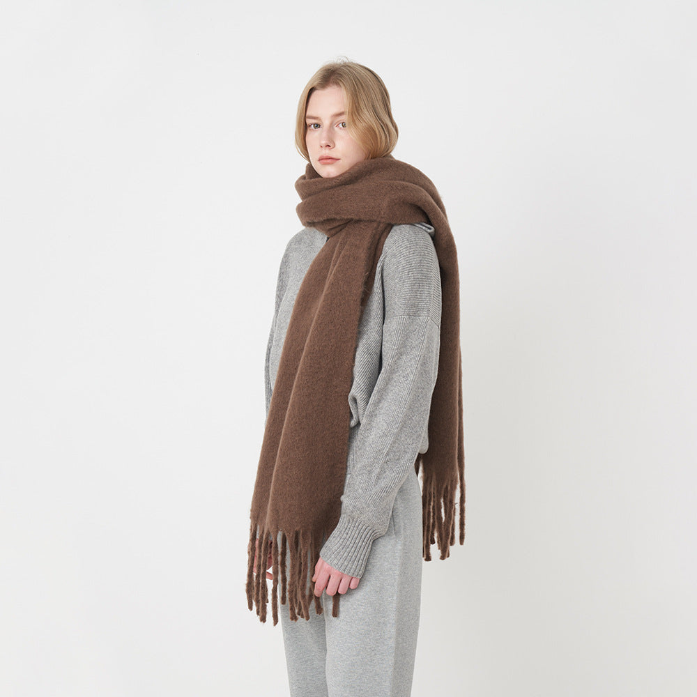 2+ Solid Color Tassel Mohair Scarves