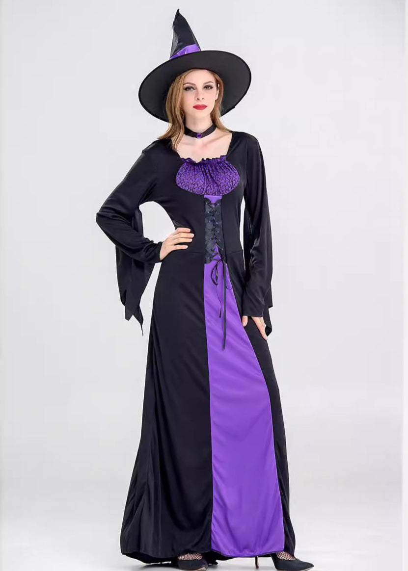 Women’s Polyester Witch Costume with Lace Corset