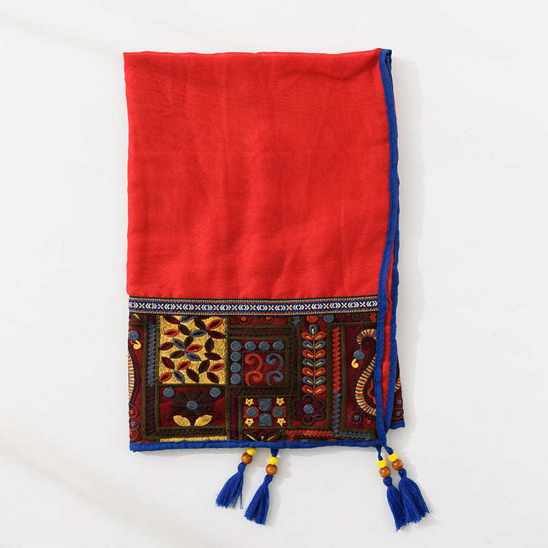 Ethnic Style Shawl Scarf Female Cotton Retro Embroidered Silk Scarf Spring And Autumn Versatile Embroidered Scarf