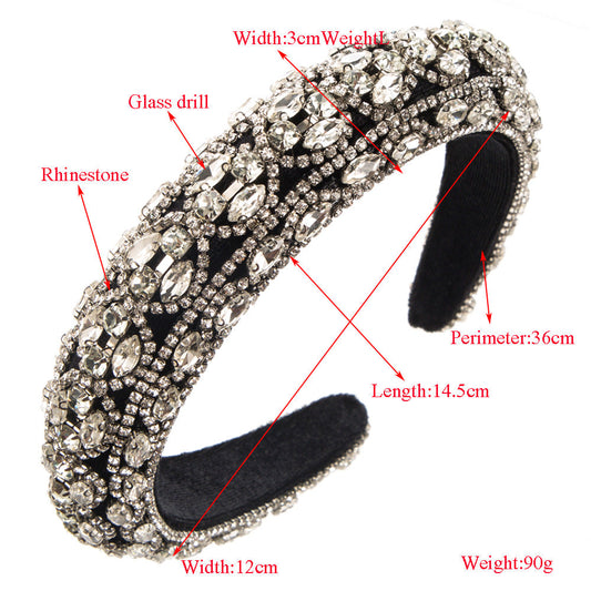 Colorful Glass Rhinestone Headband Vintage Elegant Hair Accessory