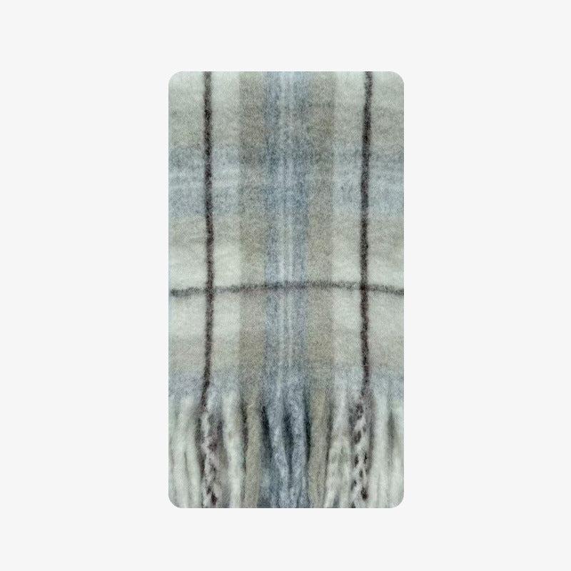Chic Plaid Wool Blend Scarf for Women