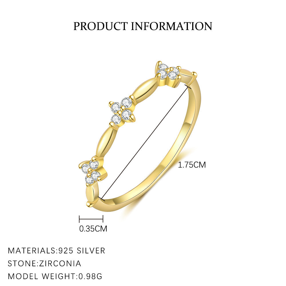Colorful Zircon Sweet Flower Single Rings