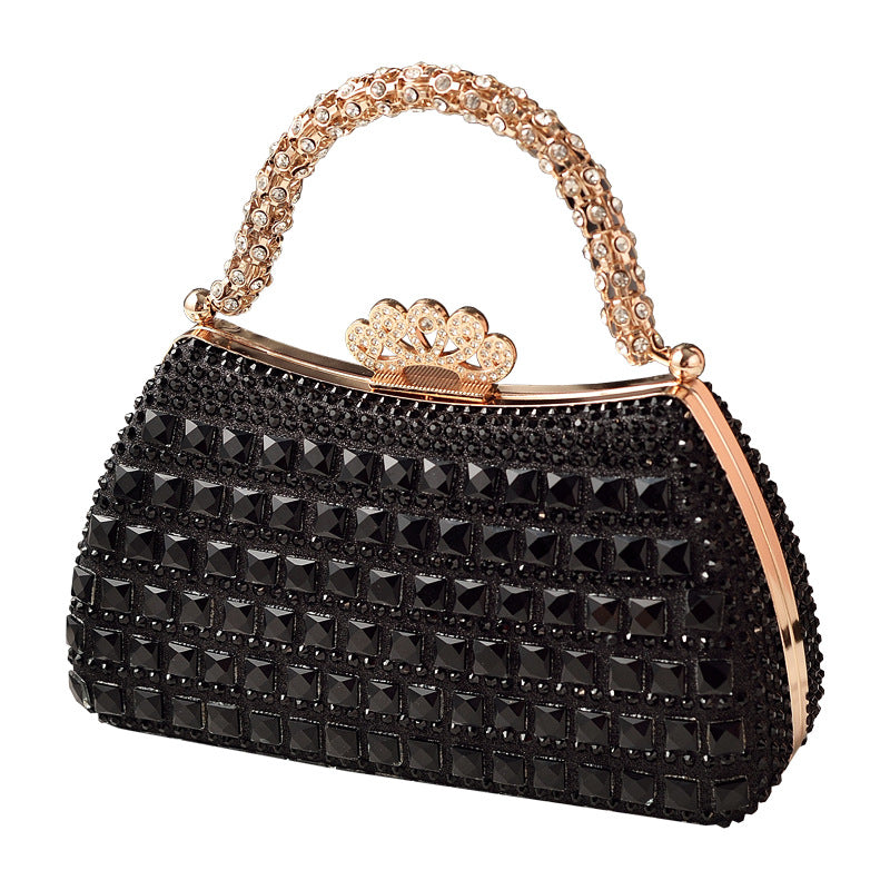 Luxury Rhinestone Evening Clutch Leather Handbag for Parties