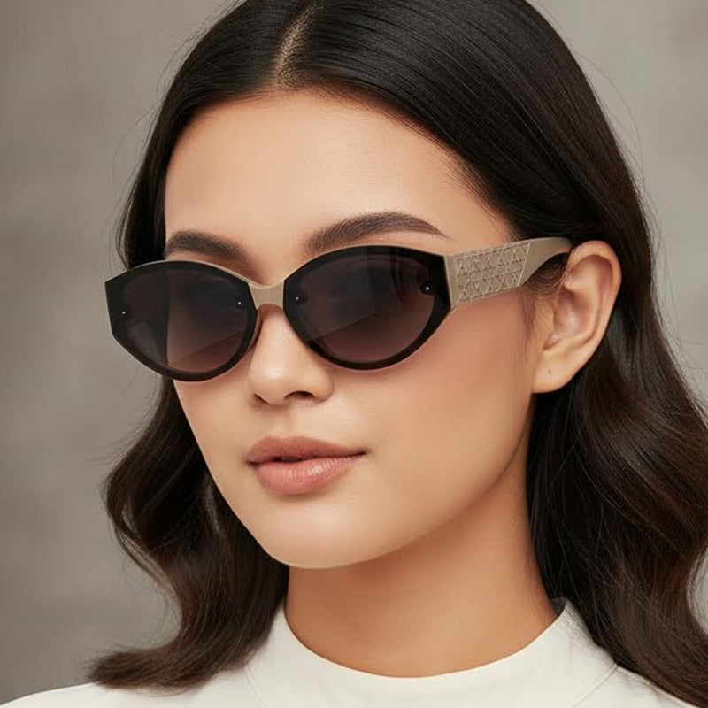 Retro Cat Eye Oval Sunglasses Stylish Outdoor UV Protection