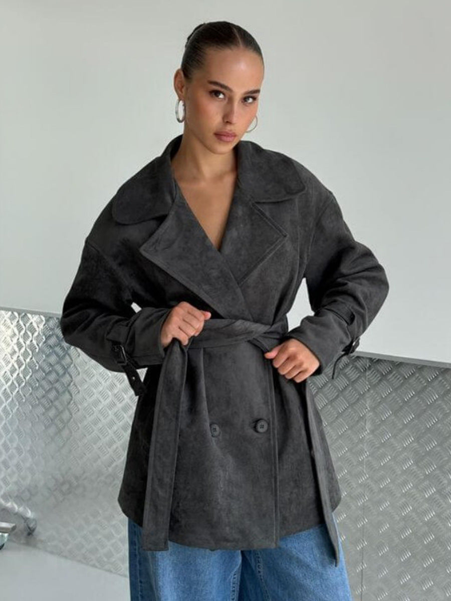 Retro Suede Jacket Stylish Casual Outerwear
