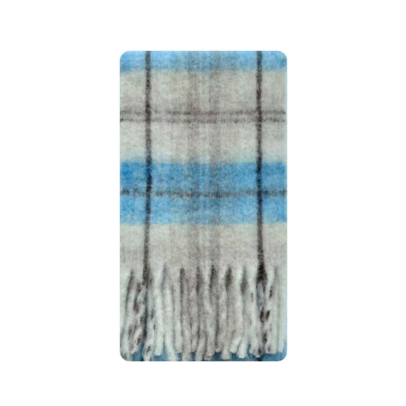 Chic Plaid Wool Blend Scarf for Women