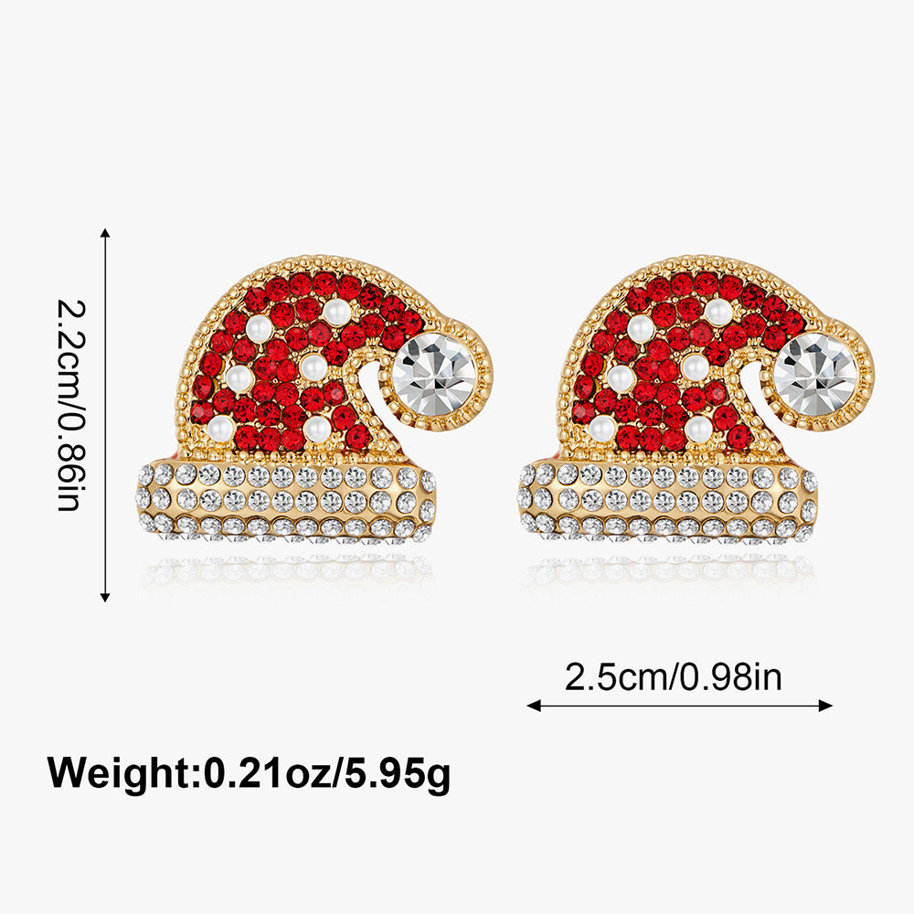 Trendy Enamel Christmas Theme Rhinestone Dangle Earring
