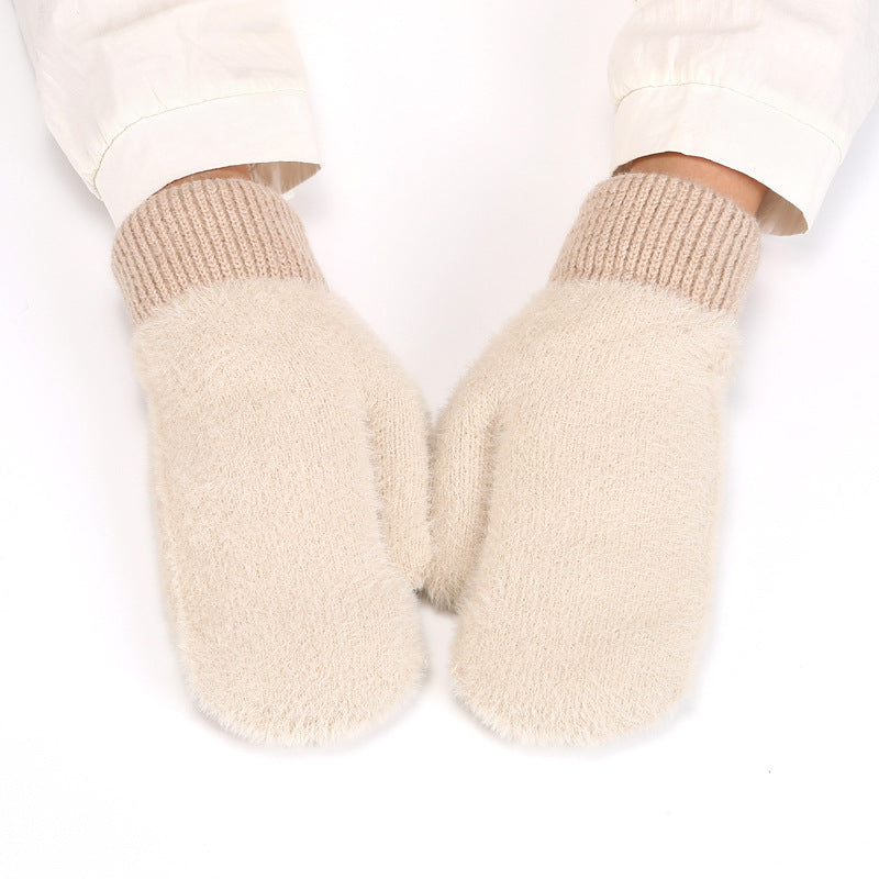 Winter Mittens Warm Fleece Cozy Knit Gloves