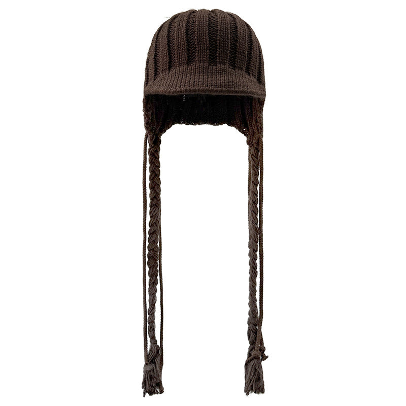 Cute Braid Tassel Ear Flap Beanie Knit Hat