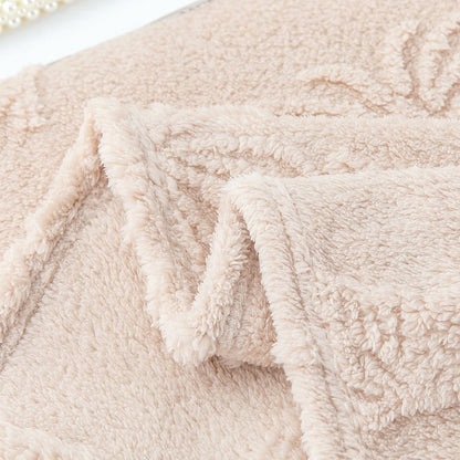 Solid Color Butterfly Jacquard Coral Fleece Blanket