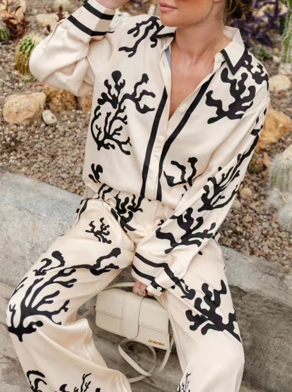 Colorful Floral Print Long Sleeve Casual Set